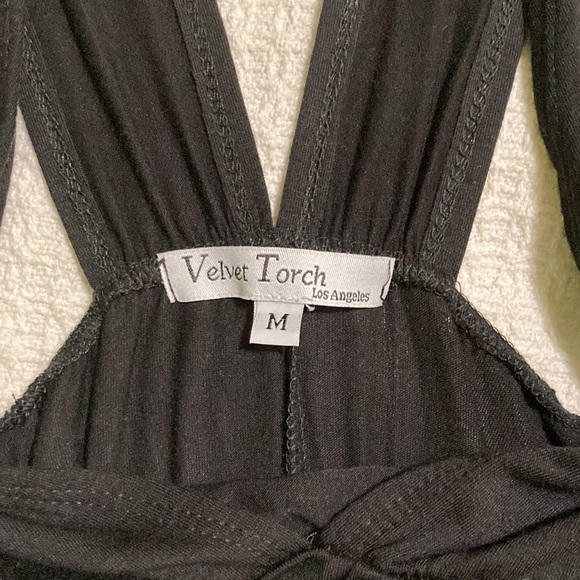 Velvet Torch Black Plunging Neckline Maxi Dress with Leg Slit NWT Size Medium - Picture 6 of 13